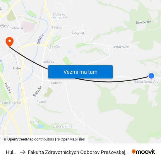 Hulica to Fakulta Zdravotníckych Odborov Prešovskej Univerzity map