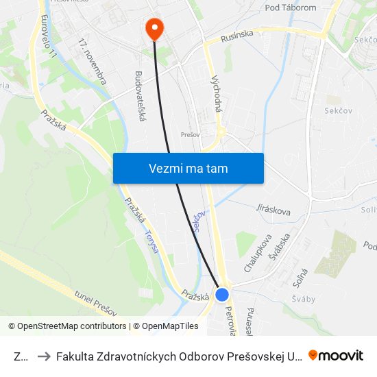 Zvl I to Fakulta Zdravotníckych Odborov Prešovskej Univerzity map