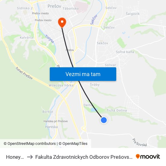 Honeywell to Fakulta Zdravotníckych Odborov Prešovskej Univerzity map