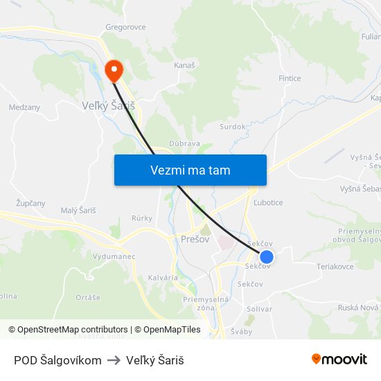 POD Šalgovíkom to Veľký Šariš map