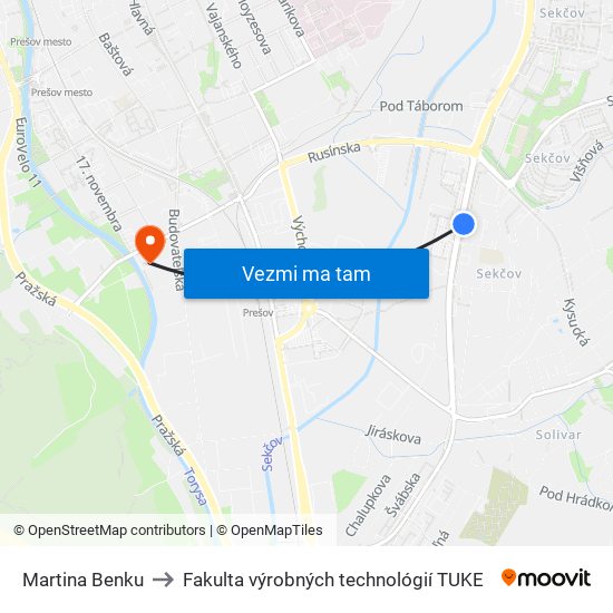 Martina Benku to Fakulta výrobných technológií TUKE map