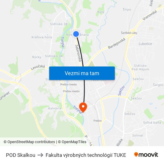 POD Skalkou to Fakulta výrobných technológií TUKE map