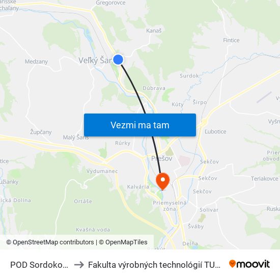 POD Sordokom to Fakulta výrobných technológií TUKE map