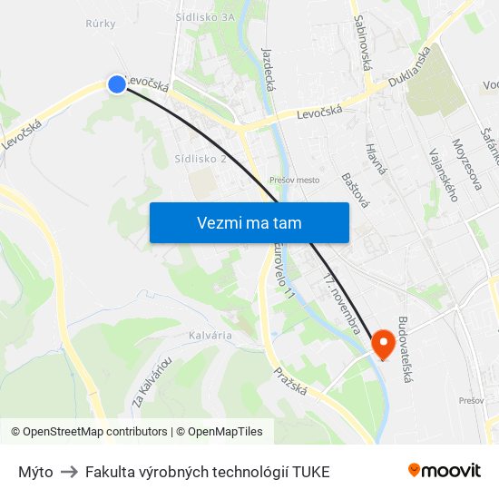 Mýto to Fakulta výrobných technológií TUKE map