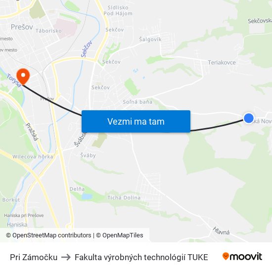 Pri Zámočku to Fakulta výrobných technológií TUKE map