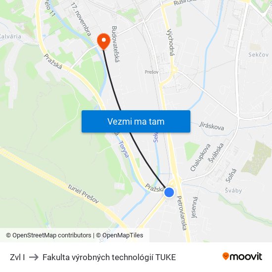 Zvl I to Fakulta výrobných technológií TUKE map