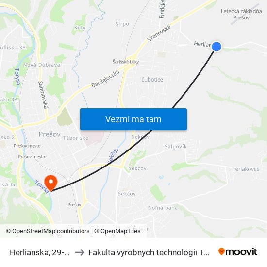 Herlianska, 29-31 to Fakulta výrobných technológií TUKE map