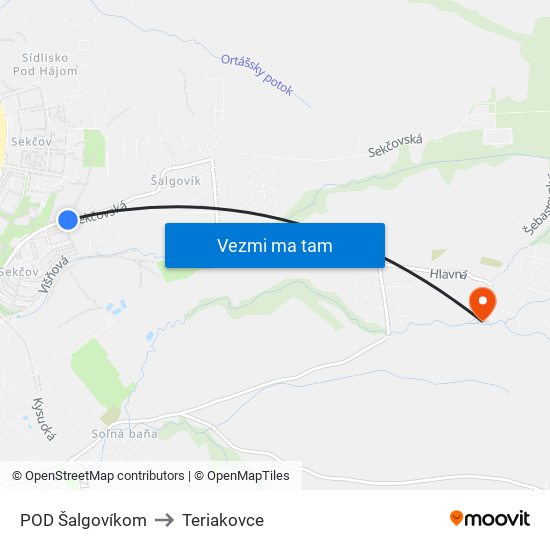 POD Šalgovíkom to Teriakovce map