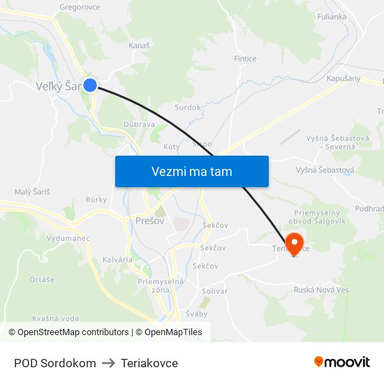 POD Sordokom to Teriakovce map