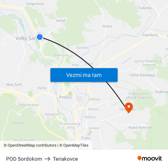 POD Sordokom to Teriakovce map