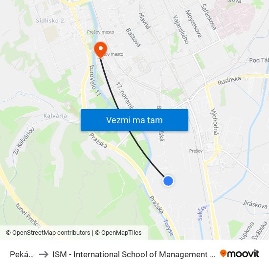 Pekárne to ISM - International School of Management v Prešove map