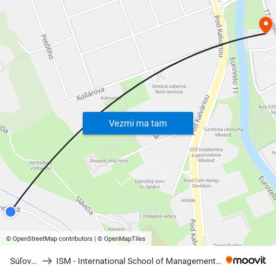 Súľovská to ISM - International School of Management v Prešove map