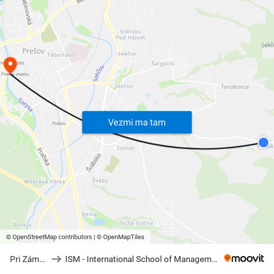 Pri Zámočku to ISM - International School of Management v Prešove map