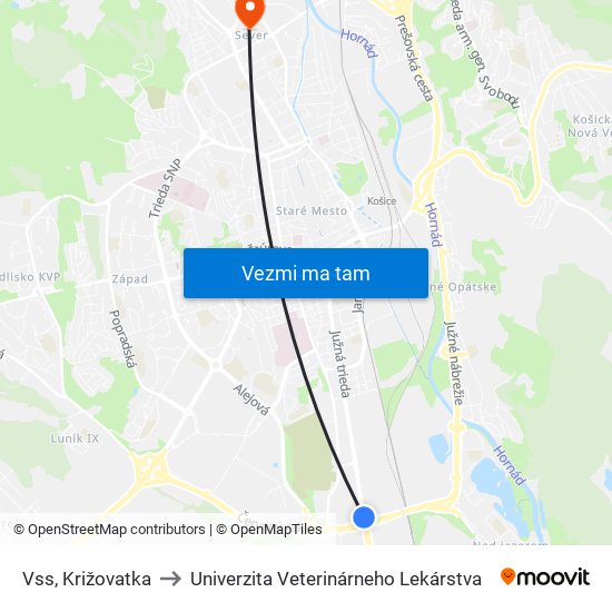 Vss, Križovatka to Univerzita Veterinárneho Lekárstva map