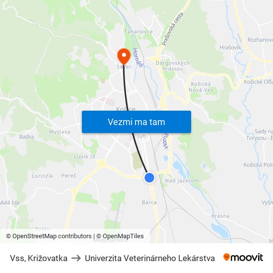 Vss, Križovatka to Univerzita Veterinárneho Lekárstva map