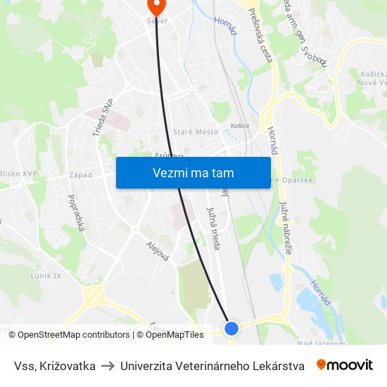 Vss, Križovatka to Univerzita Veterinárneho Lekárstva map