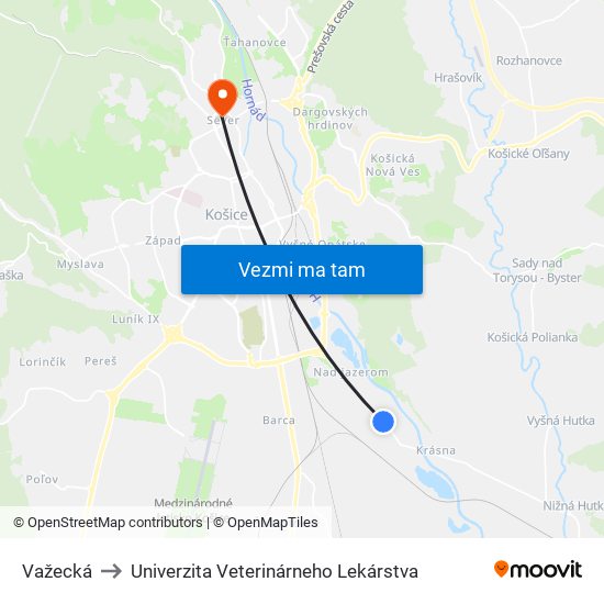 Važecká to Univerzita Veterinárneho Lekárstva map