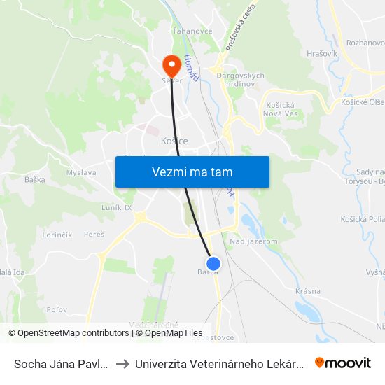 Socha Jána Pavla II to Univerzita Veterinárneho Lekárstva map