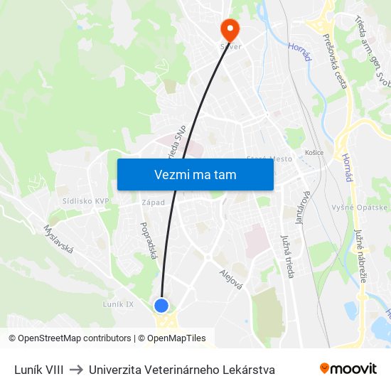 Luník VIII to Univerzita Veterinárneho Lekárstva map