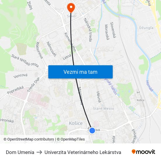 Dom Umenia to Univerzita Veterinárneho Lekárstva map