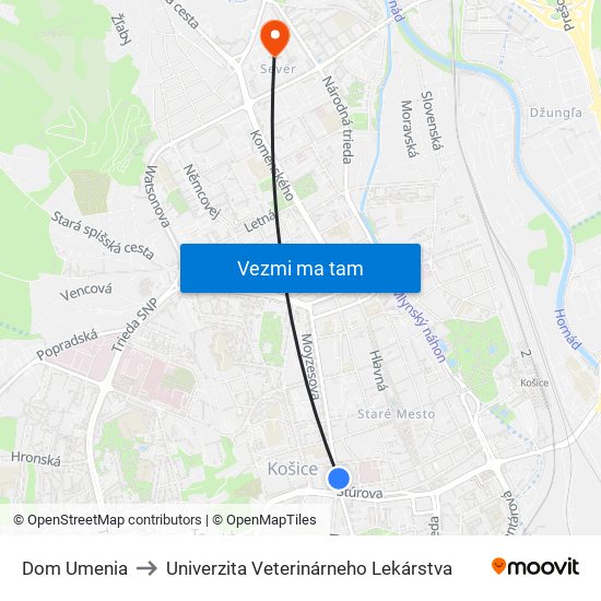 Dom Umenia to Univerzita Veterinárneho Lekárstva map