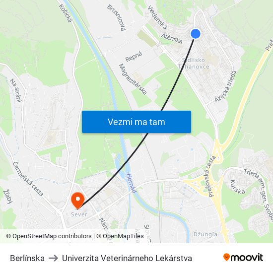 Berlínska to Univerzita Veterinárneho Lekárstva map