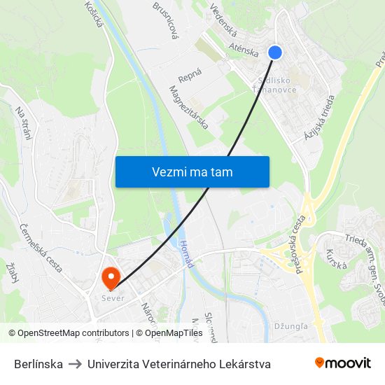 Berlínska to Univerzita Veterinárneho Lekárstva map