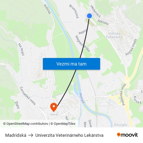 Madridská to Univerzita Veterinárneho Lekárstva map