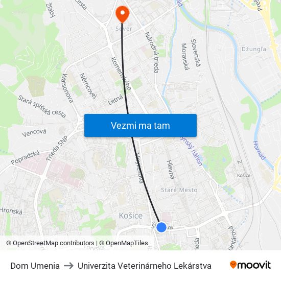 Dom Umenia to Univerzita Veterinárneho Lekárstva map