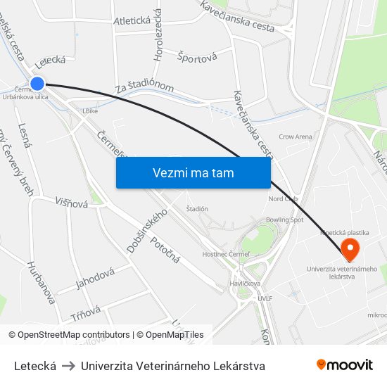 Letecká to Univerzita Veterinárneho Lekárstva map