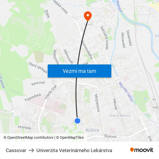 Cassovar to Univerzita Veterinárneho Lekárstva map