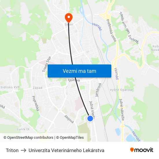 Triton to Univerzita Veterinárneho Lekárstva map