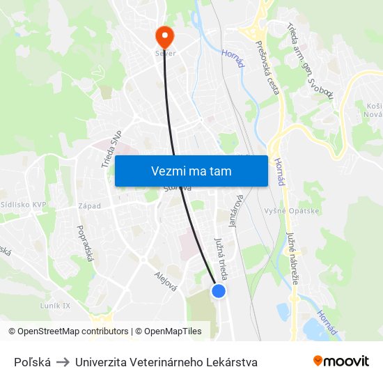 Poľská to Univerzita Veterinárneho Lekárstva map