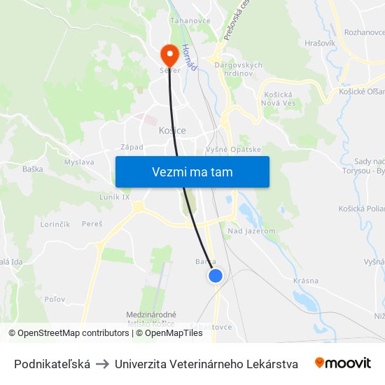 Podnikateľská to Univerzita Veterinárneho Lekárstva map