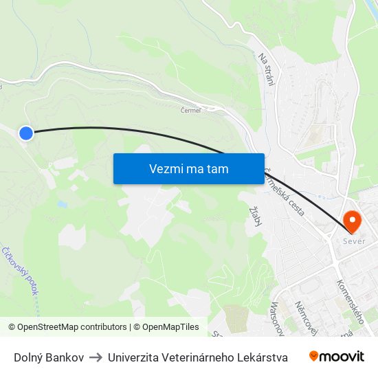 Dolný Bankov to Univerzita Veterinárneho Lekárstva map