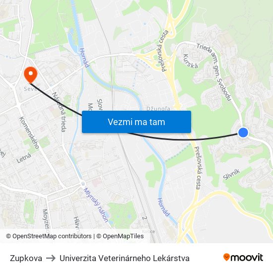 Zupkova to Univerzita Veterinárneho Lekárstva map