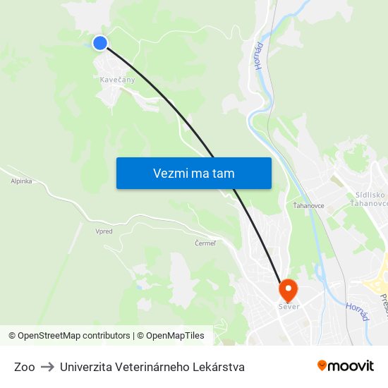 Zoo to Univerzita Veterinárneho Lekárstva map