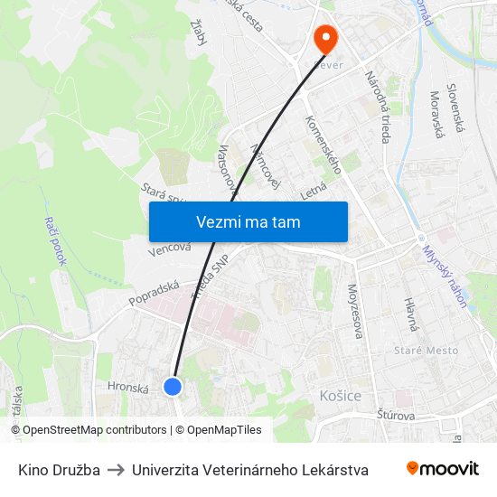 Kino Družba to Univerzita Veterinárneho Lekárstva map