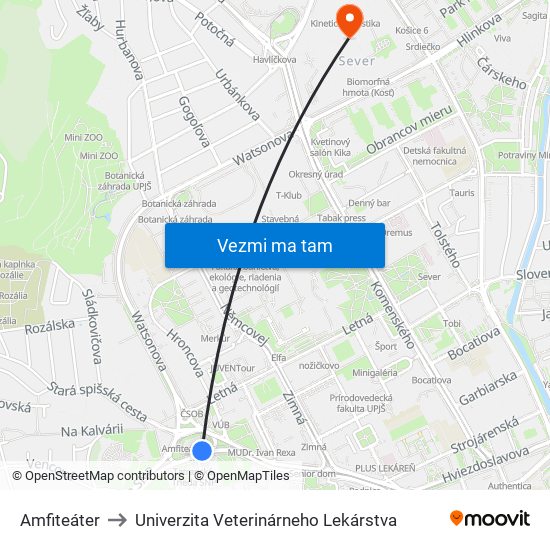 Amfiteáter to Univerzita Veterinárneho Lekárstva map