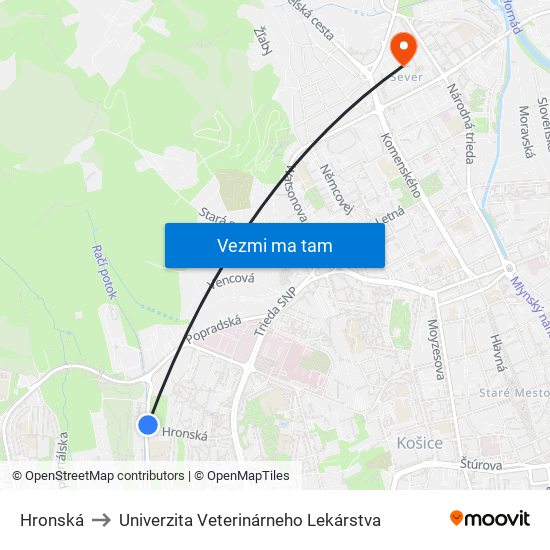 Hronská to Univerzita Veterinárneho Lekárstva map