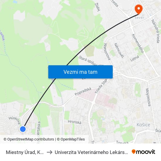 Miestny Úrad, Kvp to Univerzita Veterinárneho Lekárstva map