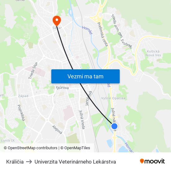 Králičia to Univerzita Veterinárneho Lekárstva map