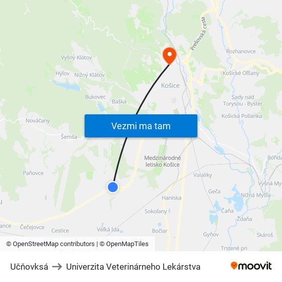 Učňovksá to Univerzita Veterinárneho Lekárstva map