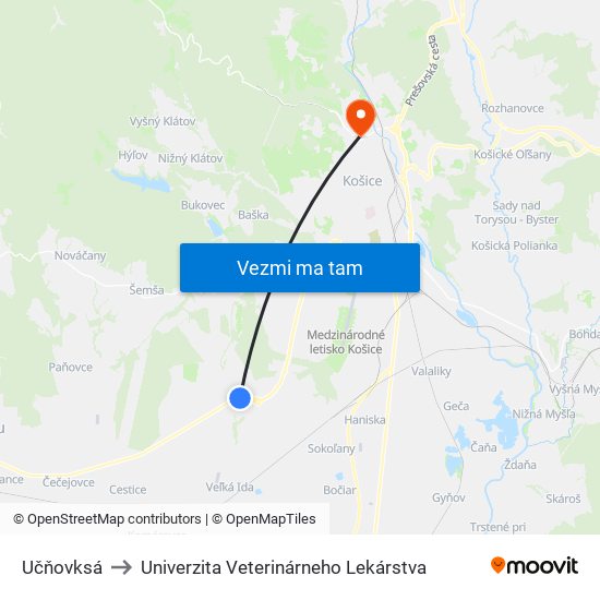 Učňovksá to Univerzita Veterinárneho Lekárstva map