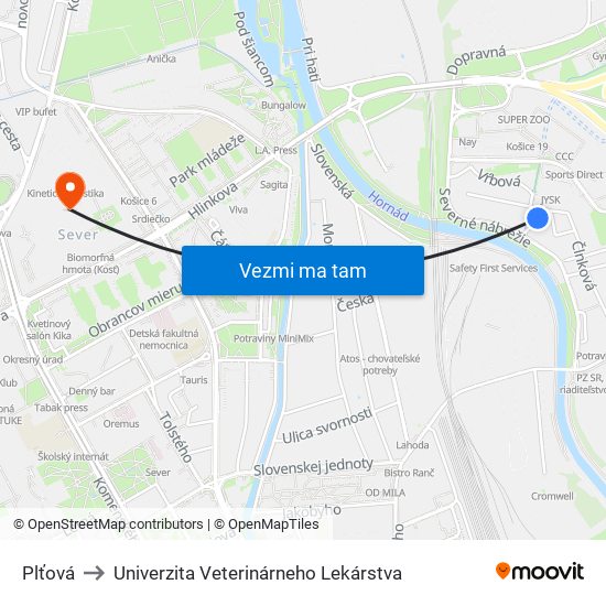 Plťová to Univerzita Veterinárneho Lekárstva map