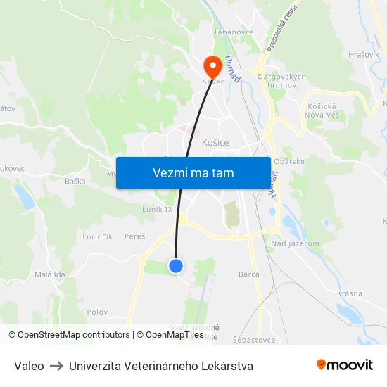 Valeo to Univerzita Veterinárneho Lekárstva map