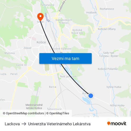 Lackova to Univerzita Veterinárneho Lekárstva map