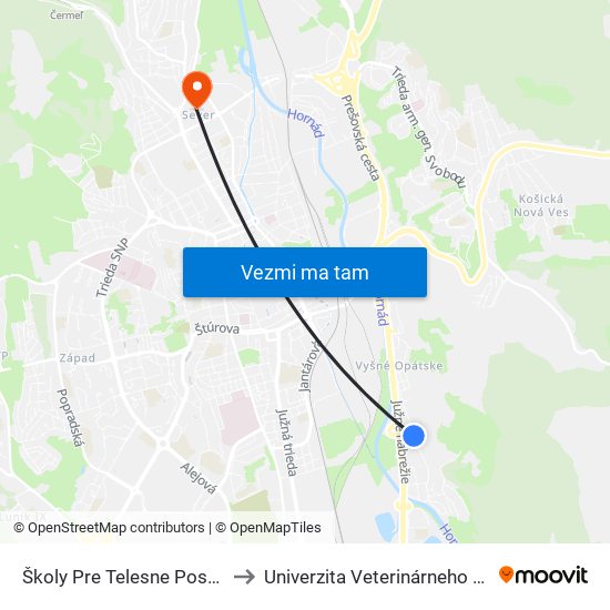 Školy Pre Telesne Postihnutých to Univerzita Veterinárneho Lekárstva map