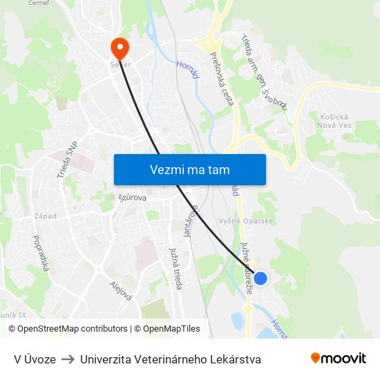 V Úvoze to Univerzita Veterinárneho Lekárstva map