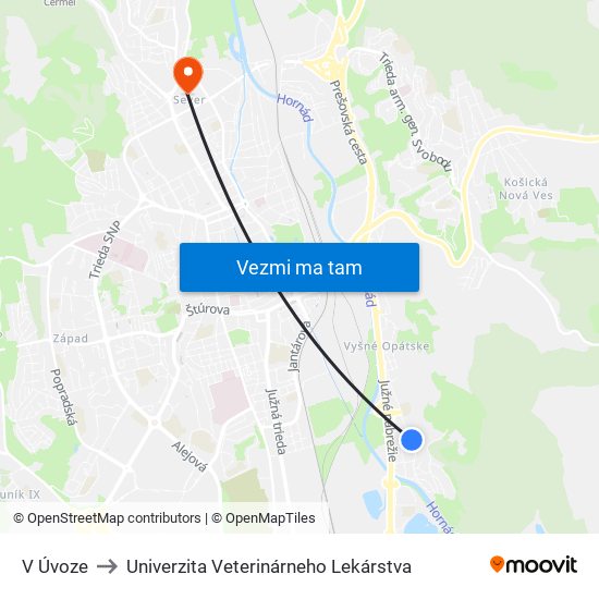 V Úvoze to Univerzita Veterinárneho Lekárstva map